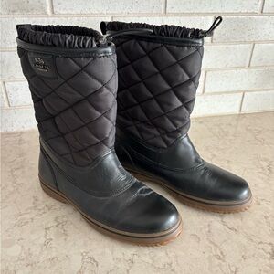Coach Samara Black Quilted Mid-Calf Winter Rain Boots Size 8.5